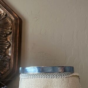 Vintage brass bangle inlaid with abalone shell